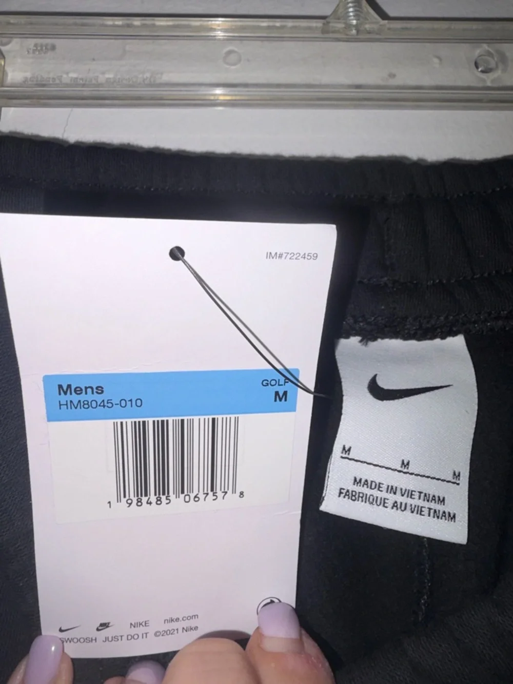 NWT Nike Golf Men’s Black Fleece Joggers with White Swoosh - Picture 2 of 4